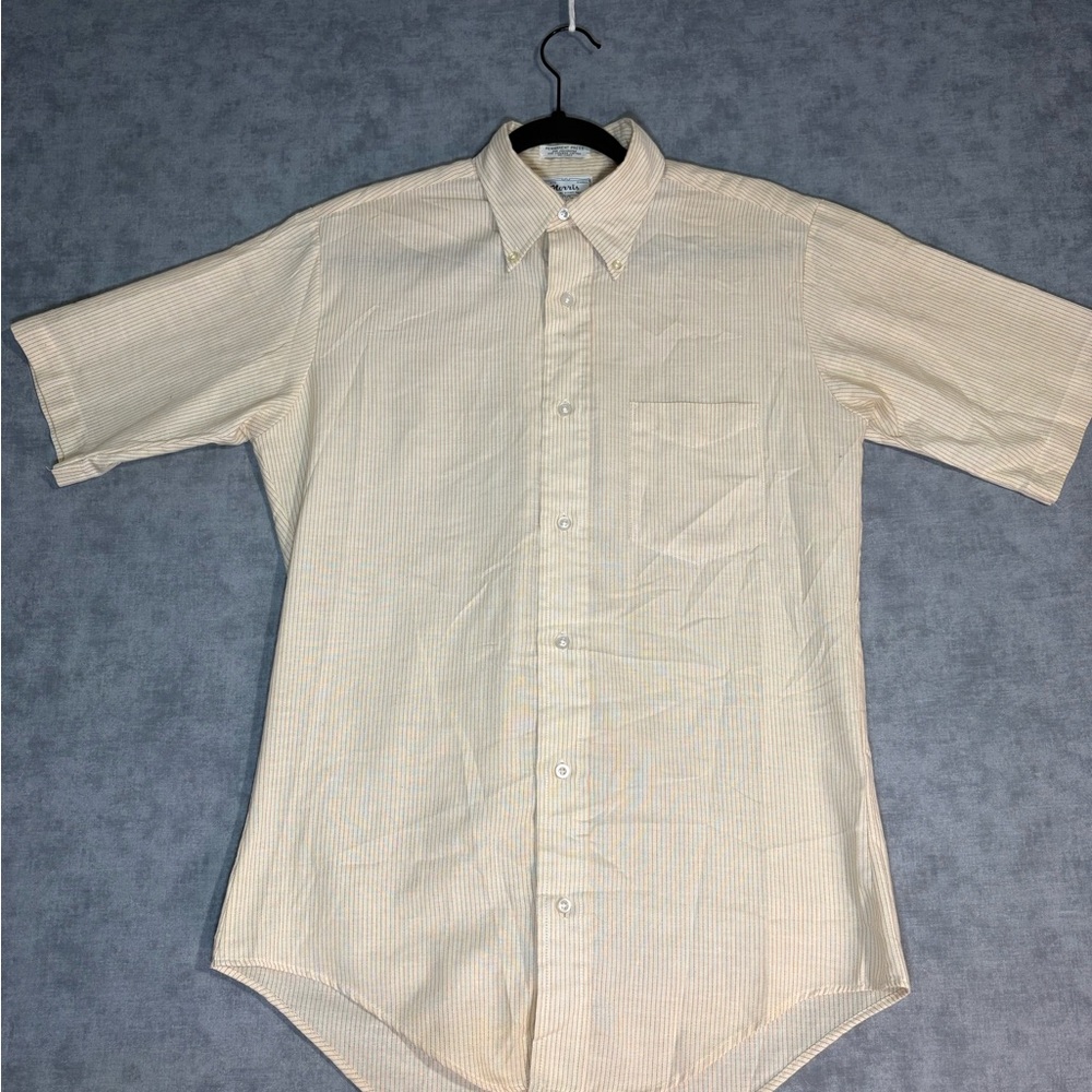 Vintage 70s Norris Permanent Press Shirt Mens Small Striped SS Old Money